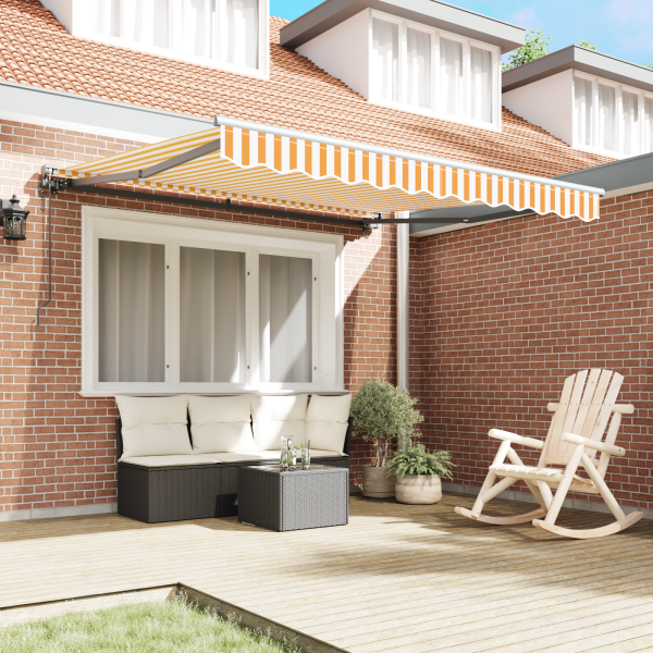 Toldo Retrátil Amarelo e Branco 300x250 cm Poliéster e Metal M 3