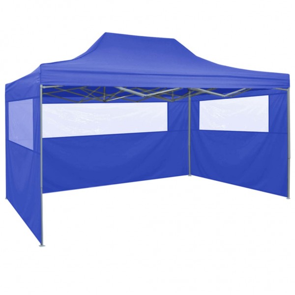 Carpa plegable profesional con 4 paredes acero azul 3x4 m M 5