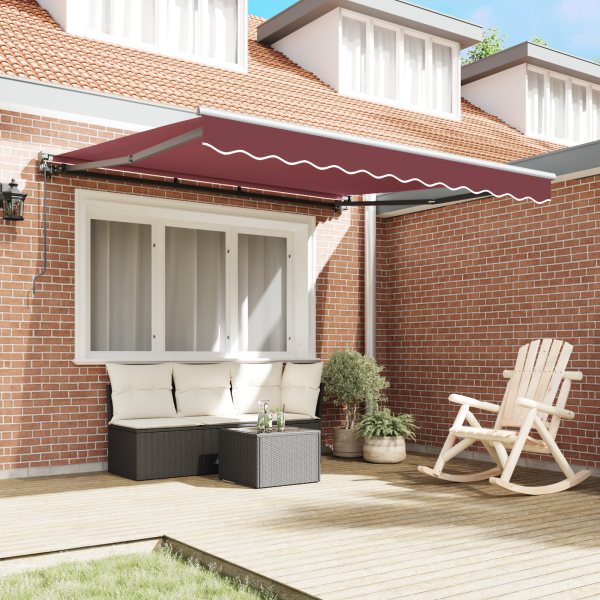 Toldo Retrátil Manual Vermelho Borgonha 300x250 cm Poliéster M 3