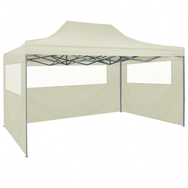 Carpa plegable profesional con 4 paredes acero color crema 3x4m M 5