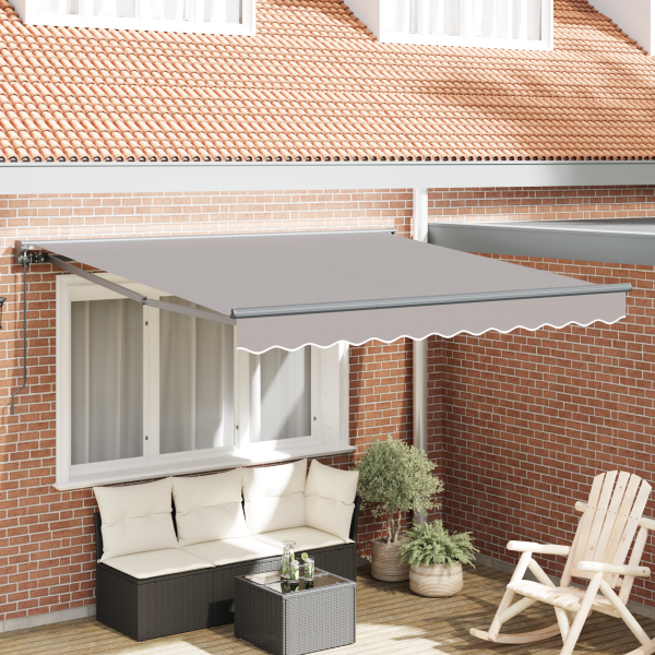 Toldo Retráctil Manual Gris Claro 300x250 cm Poliéster D