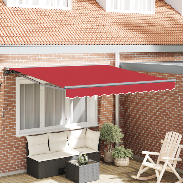 Toldo Retráctil Manual Rojo 300x250 cm Tela D