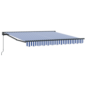 Toldo Retrátil Manual Azul e Branco 350x250 cm H