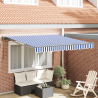 Toldo Retrátil Manual Azul e Branco 350x250 cm Acrílo 1