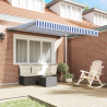 Toldo Retrátil Manual Azul e Branco 350x250 cm Acrílo 3