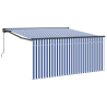 Toldo Retráctil Manual Azul marino y blanco 350 x 250 cm 2