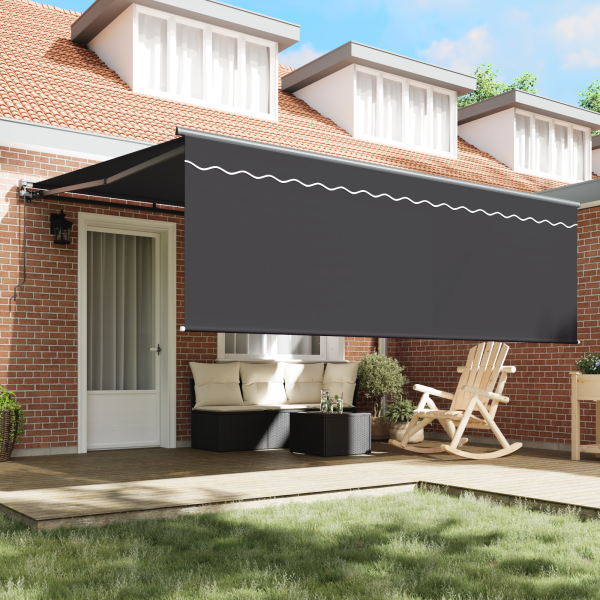 Toldo Retrátil Manual Laranja e Branco 350x250 cm Poliéster M 3