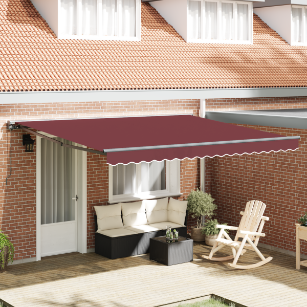 Toldo Retráctil Rojo burdeos 400x300 cm Poliéster y metal D