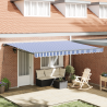Toldo Retráctil Manual Azul y Blanco 450x300 cm 1