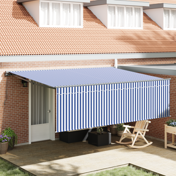 Toldo Retráctil Manual Azul y blanco Azul y Blanco Antracita D