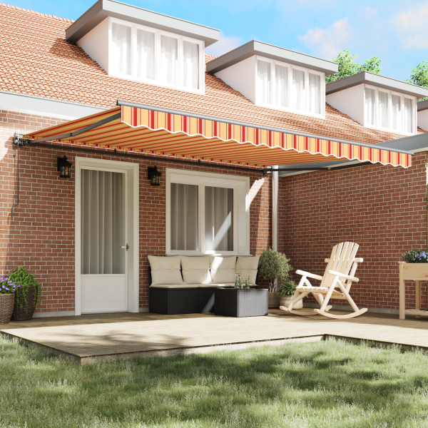 Toldo Retráctil Manual Amarillo y Naranja 450x300 cm M 3