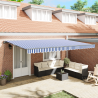 Toldo Retrátil Manual Azul e Branco 500x300 cm 1