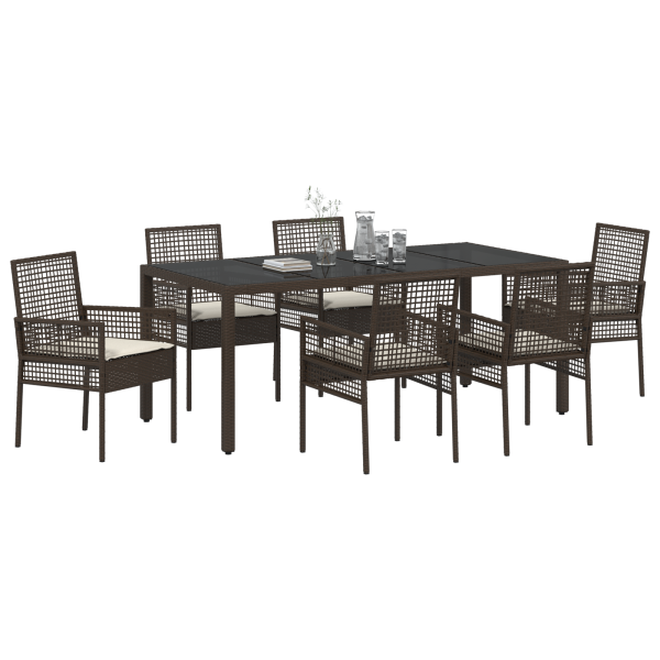 Conjunto de Comedor de Jardín 7 pcs Marrón 190 x 90 x 75 cm M 3