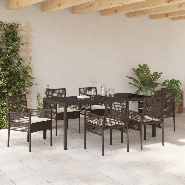 Conjunto de Jantar para Jardim 7 pcs Castanho 190 x 90 x 75 cm M 4