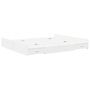 Estrado de cama com arrumação com gaveta com cabeceira Branco 200 x 200 cm H