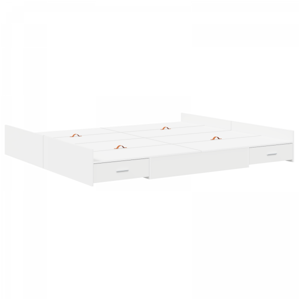 Estrado de cama com arrumação com gaveta com cabeceira Branco 200 x 200 cm M 2