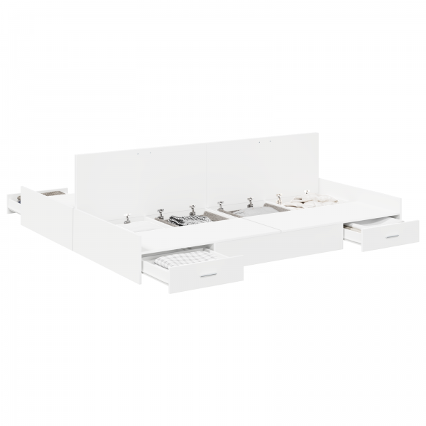 Estrado de cama com arrumação com gaveta com cabeceira Branco 200 x 200 cm M 3