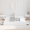 Estrado de cama com arrumação com gaveta com cabeceira Branco 200 x 200 cm 4