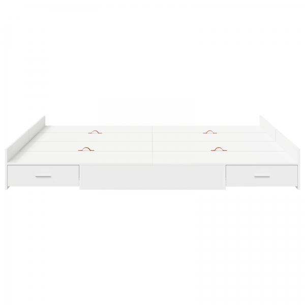 Estrado de cama com arrumação com gaveta com cabeceira Branco 200 x 200 cm M 5