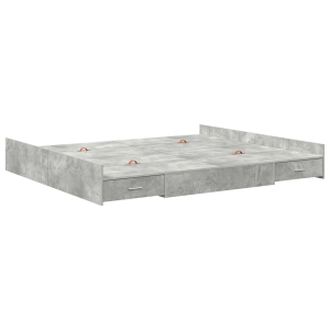 Cama con almacenamiento con cajón con cabecera Gris hormigón 200 x 200 cm H