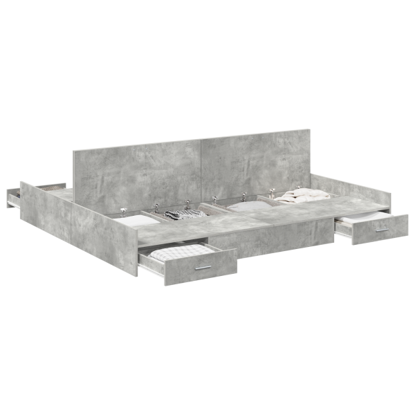 Cama con almacenamiento con cajón con cabecera Gris hormigón 200 x 200 cm M 3