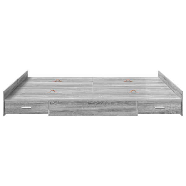 Cama con almacenamiento con cajón con cabecera Gris sonoma 200 x 200 cm M 5