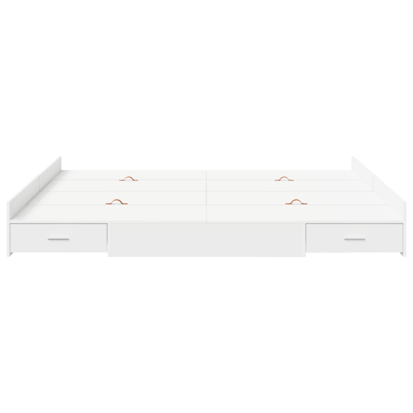 Estrado de cama com arrumação com gaveta com cabeceira Branco 180 x 200 cm M 5