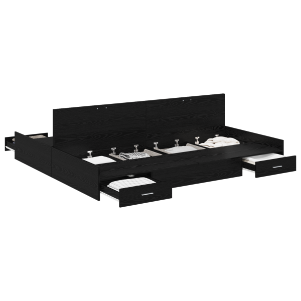 Estrado de cama com arrumação Carvalho preto 180 x 200 cm M 3