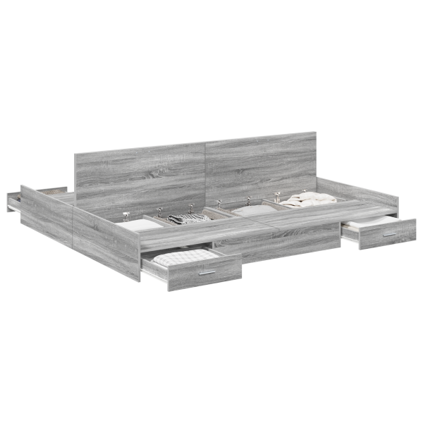 Estrado de cama com arrumação Sonoma cinzento 180 x 200 cm M 3