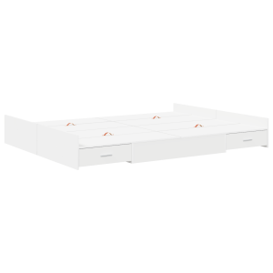 Estrado de cama com arrumação com gaveta com cabeceira Branco 140 x 200 cm H