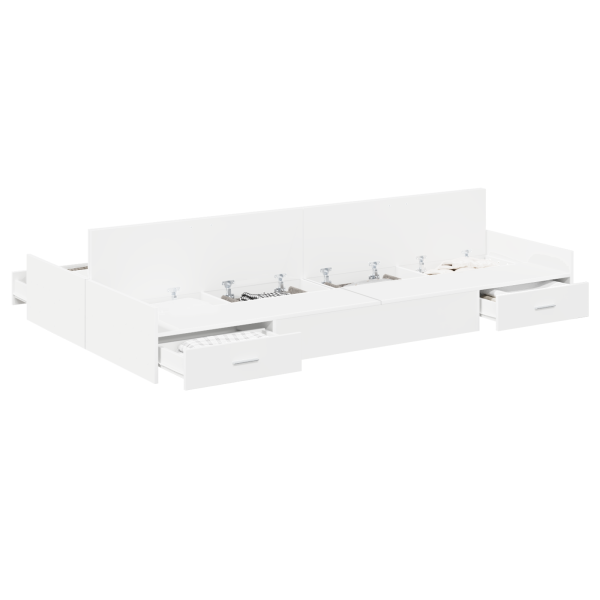 Estrado de cama com arrumação Branco 120 x 200 cm Madeira M 3
