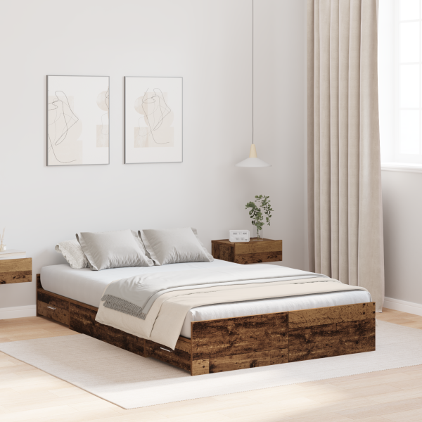 Cama con almacenamiento Madera vieja 120 x 200 cm Madera D