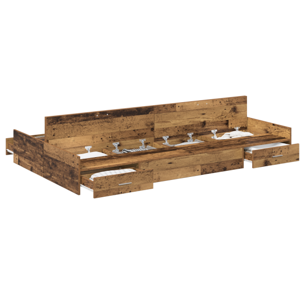 Cama con almacenamiento Madera vieja 120 x 200 cm Madera M 3