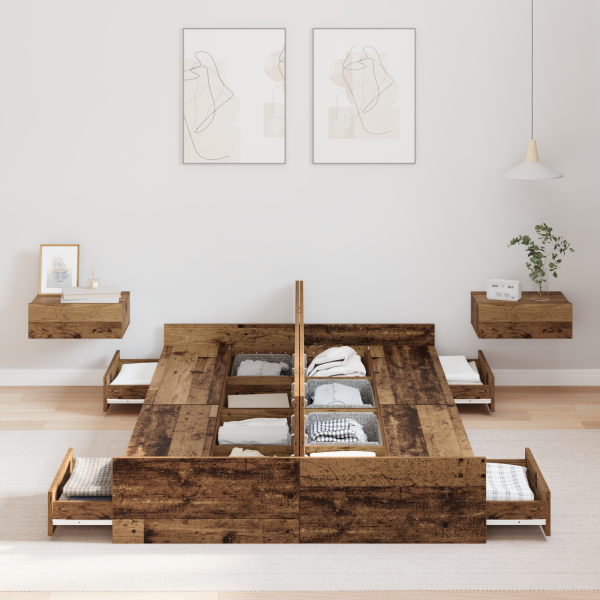 Cama con almacenamiento Madera vieja 120 x 200 cm Madera M 4