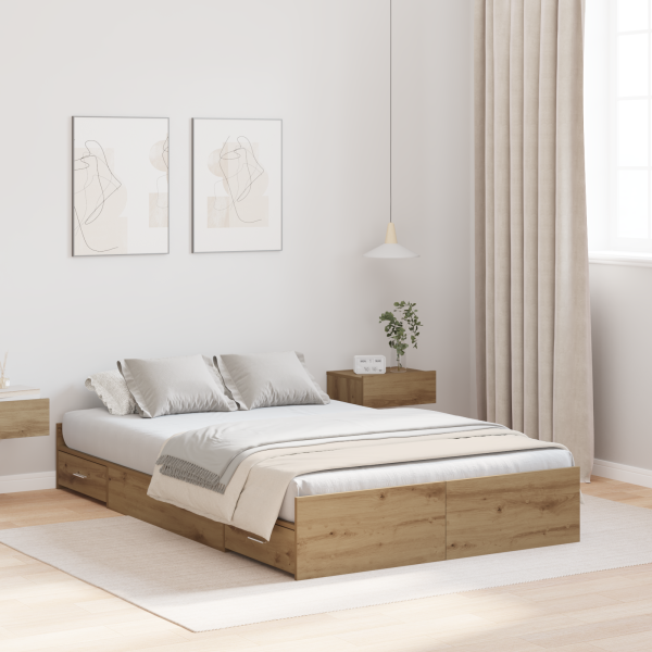 Cama con almacenamiento Roble artisan 120 x 200 cm Melamina D