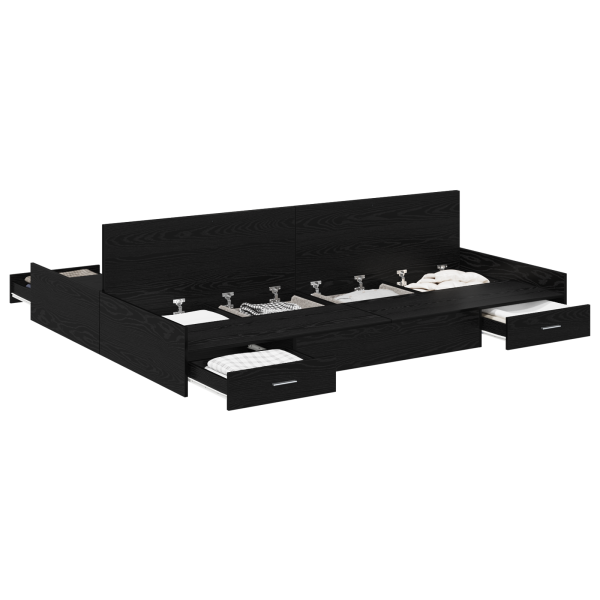 Cama con almacenamiento con cajón con cabecera Roble negro 140 x 190 cm M 3