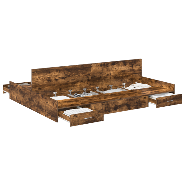 Estrado de cama com arrumação Carvalho fumado 140 x 190 cm M 3