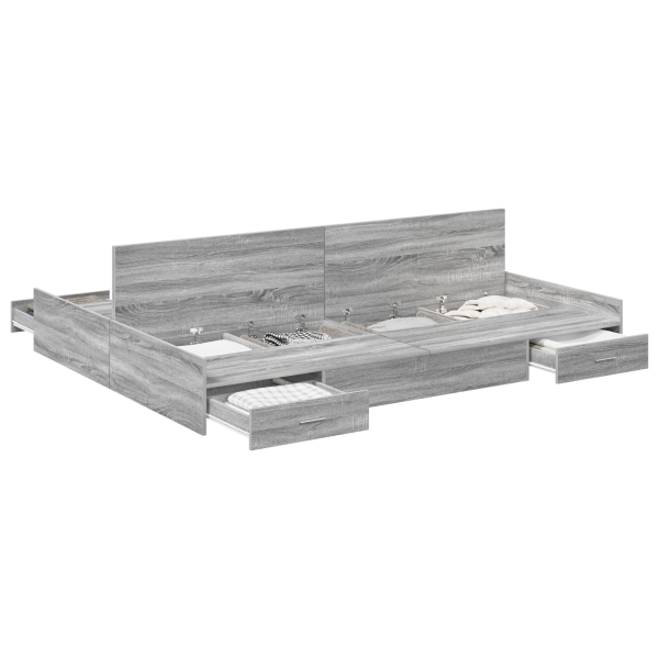 Estrado de cama com arrumação Sonoma cinzento 140 x 190 cm M 3