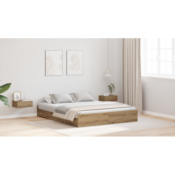 Estrado de cama com arrumação carvalho artisiano 140 x 190 cm M 5