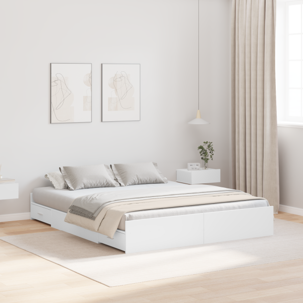 Cama con almacenamiento con cajón con cabecera con almacenamiento Blanco 135 x 190 cm D