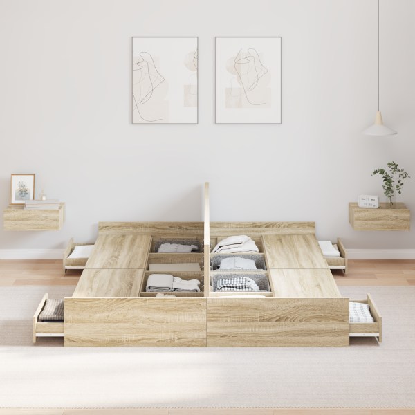 Estrado de cama com arrumação Carvalho sonoma 135 x 190 cm M 4