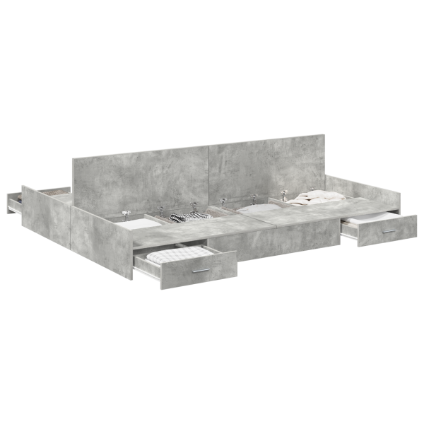 Estrado de cama com arrumação Cinzento cimento 135 x 190 cm M 3
