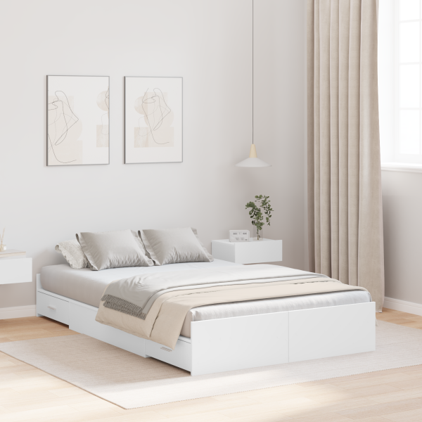 Cama con almacenamiento con cajón con cabecera con almacenamiento Blanco 120 x 190 cm D