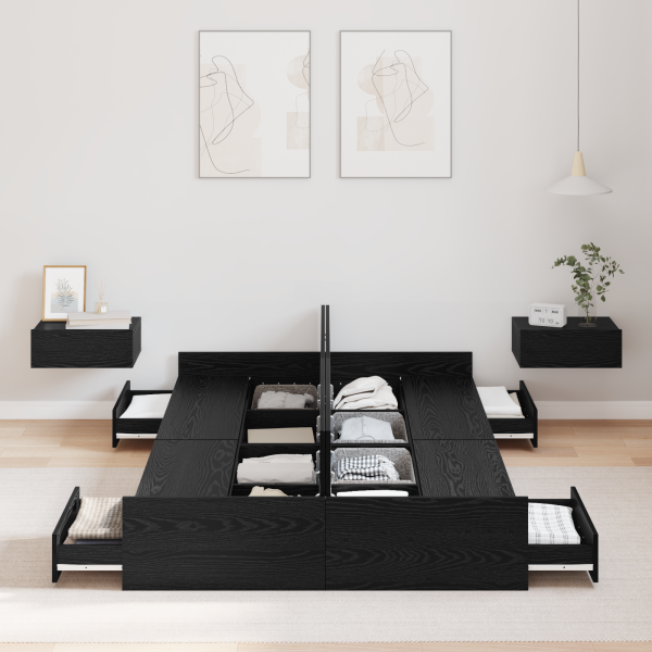 Estrado de cama com arrumação Carvalho preto 120 x 190 cm M 4