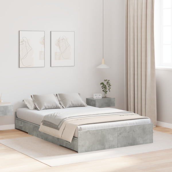 Cama con almacenamiento Gris hormigón 120 x 190 cm Tablero DM D