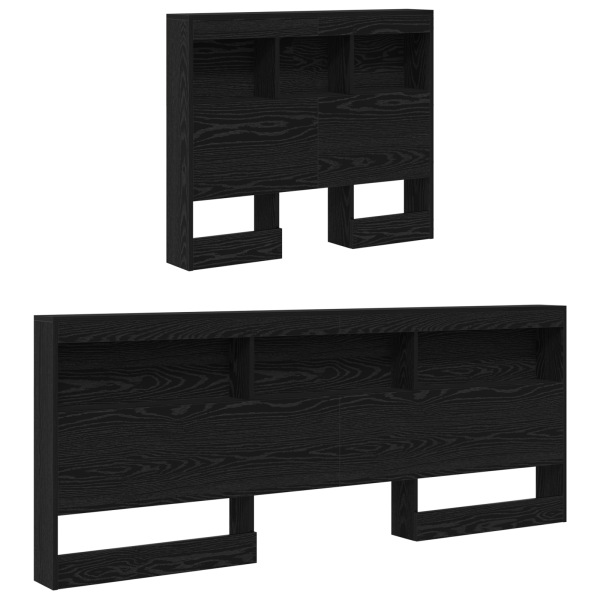 Cabecera de almacenamiento con estante con cabecera con almacenamiento Roble negro 80 cm M 4