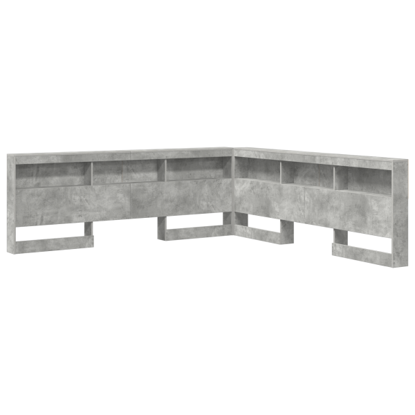 Cabecera de almacenamiento con estante con cabecera Gris hormigón 200 cm M 2