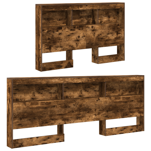 Cabecera de almacenamiento con estante con cabecera Roble ahumado 120 cm M 4