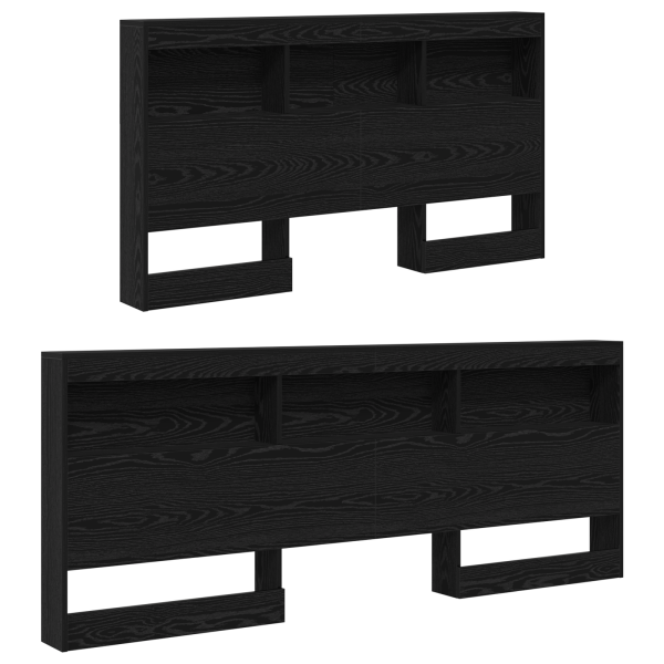 Cabecera de almacenamiento con estante con cabecera Roble negro 140 cm M 4
