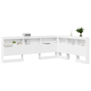Cabecera de almacenamiento Blanco 150 cm Madera contrachapada H